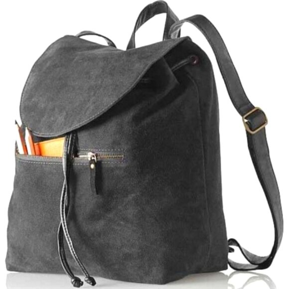 Mark & Graham Handbags - MARK & GRAHAM Charcoal Grey Suede Leather Hobo Backpack